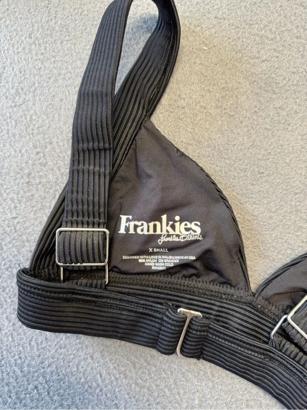 Frankies Bikini Ribbed Black Bikini Top XS